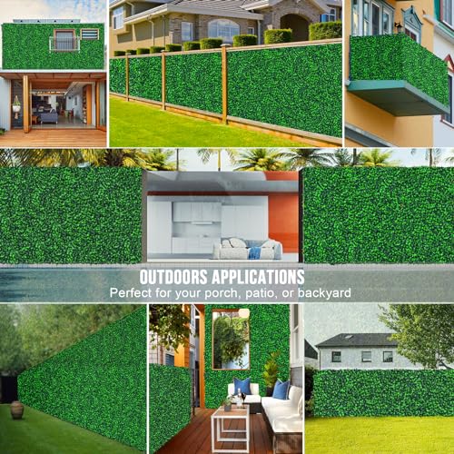 Grooy 24PCS Boxwood Panels, 10"x10" Grass Wall, Grass Backdrop Privacy Screen, Sun Protected Fake Green Wall Decor Outdoor Indoor Garden Backyard Party Décor - Image 5