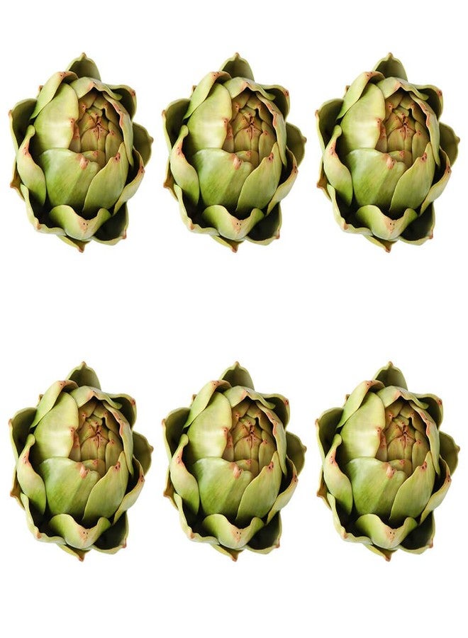 GiftYou [6-Pack] Large Artificial Artichoke Fake Vegetables and Fruits for Kitchen Decorations (Green) - Image 1