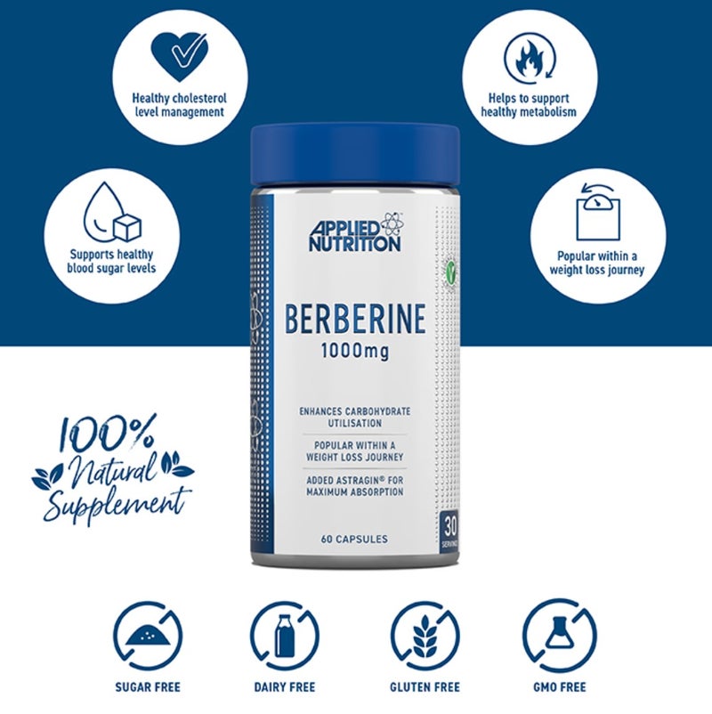 Applied Nutrition Berberine 1000mg with AstraGin 60 Vegan Capsules | High Strength Metabolic Support Supplement | Weight Management & Carbohydrate Utilisation | Made in UK - Image 3