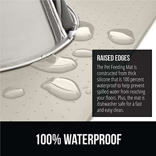 GORILLA GRIP 100% Waterproof Raised Edge BPA Free Silicone Pet Feeding Mat, Dog Cat Food Mats Contain Spills Protects Floors, Placemats for Cats and Dogs Water Bowl, Pets Accessories 16x10, Cream - Image 3