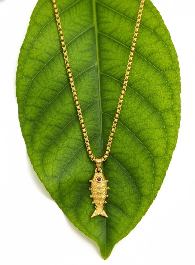 CHARMS Gold Finish Fish Pendant Necklace – Lightweight Casual & Office Wear Jewelry - Image 4