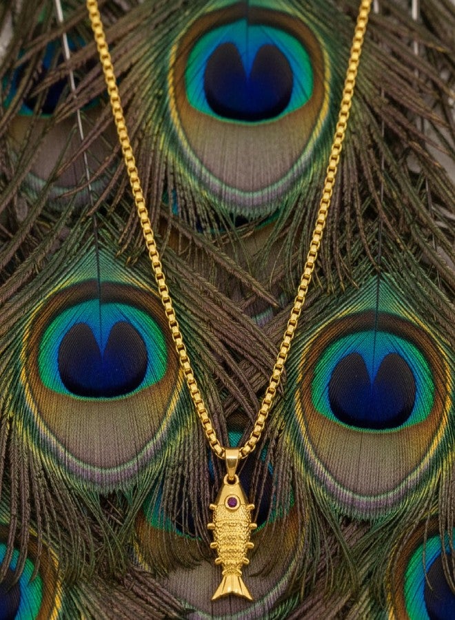 CHARMS Gold Finish Fish Pendant Necklace – Lightweight Casual & Office Wear Jewelry - Image 5