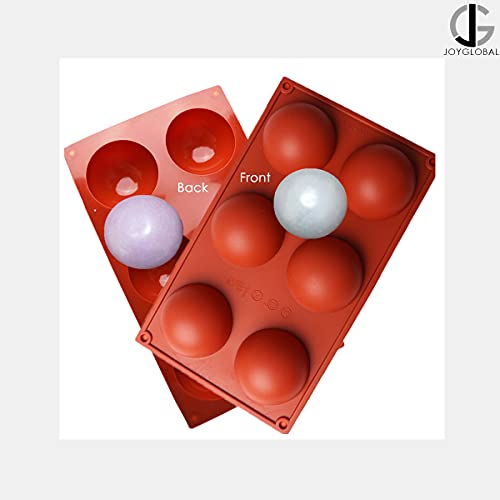 JoyGlobal Silicone 6-Cavity Half Circle Half Sphere Half Round Hemisphere Baking Mould Chocolate Desserts Ice Cream Bombs Soap (Random Colour) 7 Cm Diameter x 3.5 cm Deep; 6 Cavities ( Output Weight : Approx 90 Grams) - Image 3