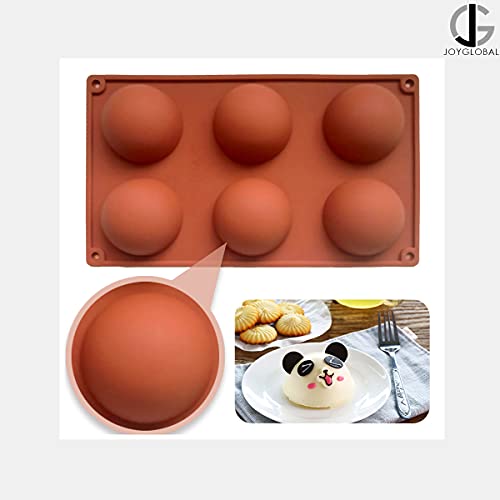 JoyGlobal Silicone 6-Cavity Half Circle Half Sphere Half Round Hemisphere Baking Mould Chocolate Desserts Ice Cream Bombs Soap (Random Colour) 7 Cm Diameter x 3.5 cm Deep; 6 Cavities ( Output Weight : Approx 90 Grams) - Image 5