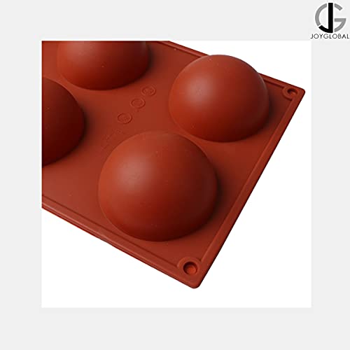 JoyGlobal Silicone 6-Cavity Half Circle Half Sphere Half Round Hemisphere Baking Mould Chocolate Desserts Ice Cream Bombs Soap (Random Colour) 7 Cm Diameter x 3.5 cm Deep; 6 Cavities ( Output Weight : Approx 90 Grams) - Image 4