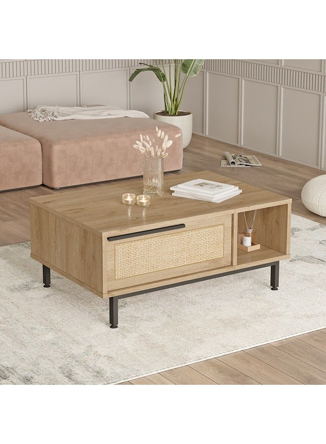 Home Canvas Ocean Coffee Table Oak - Image 1