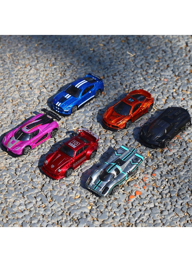 Direct Children's Alloy Car Model Toy Simulation 1:64 Sliding Back Force Police Car Racing Sports Car Model-Color:Style 2 Sports Car Models 2 Sets - 6 Different Pieces (1: 64 Alloy Car With Interior Color Random Bag)  - Image 1