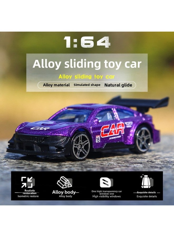 Direct Children's Alloy Car Model Toy Simulation 1:64 Sliding Back Force Police Car Racing Sports Car Model-Color:Style 2 Sports Car Models 2 Sets - 6 Different Pieces (1: 64 Alloy Car With Interior Color Random Bag)  - Image 2