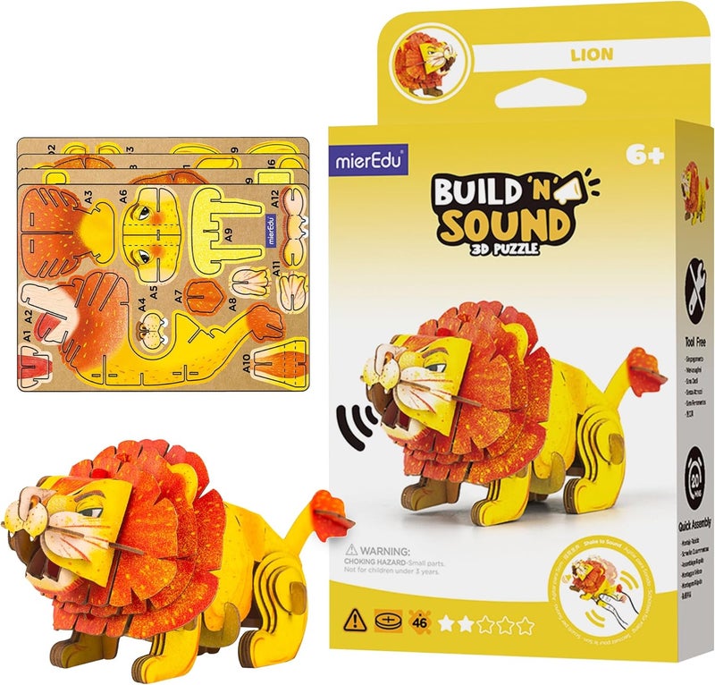 MierEdu Cross part assemble fit mierEdu - Soundwunder 3D Puzzle Lion - Interactive Learning Toy with Sound for Children from 6 - Lion Puzzle with Sound Module, Promotes Fine Motor Skills & Logical Thinking Closed & open space compatible - Image 1