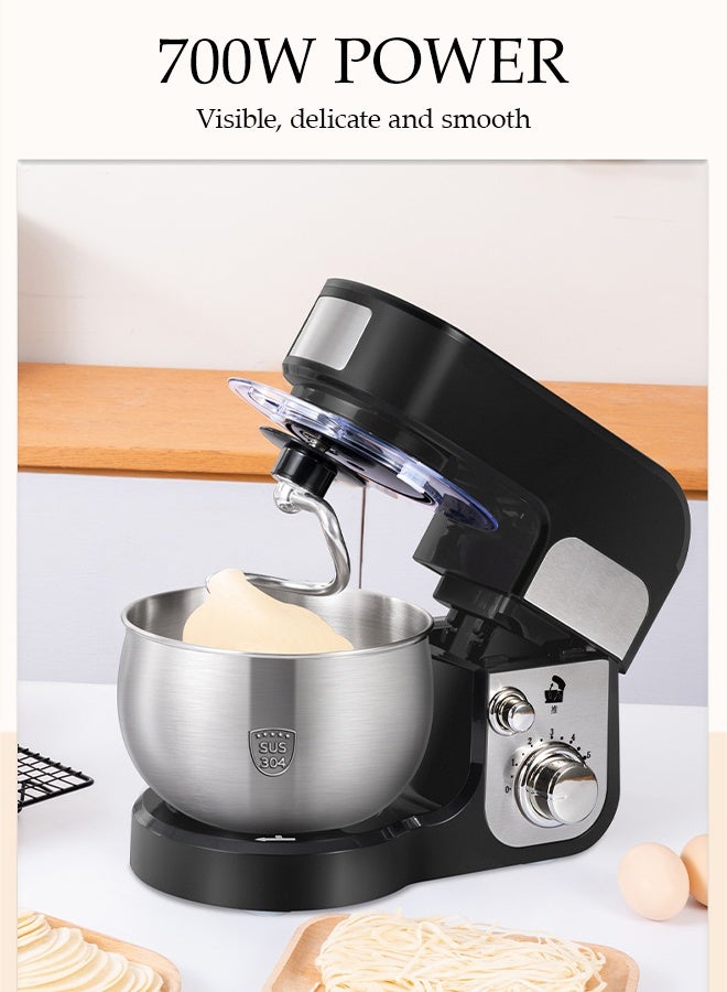 DUNISO Kitchen Stand Mixer Machine 3L Heavy-Duty Kitchen Mixer with Dough Hook and Stirring Rod 6-Speed Settings Electric Kitchen Cake Mixers Compact Kitchen Machine with Stainless Steel Bowl for Bread, Cakes, and Home Baking - Image 5