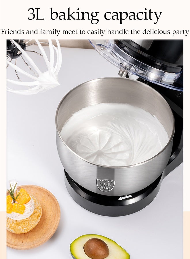 DUNISO Kitchen Stand Mixer Machine 3L Heavy-Duty Kitchen Mixer with Dough Hook and Stirring Rod 6-Speed Settings Electric Kitchen Cake Mixers Compact Kitchen Machine with Stainless Steel Bowl for Bread, Cakes, and Home Baking - Image 3