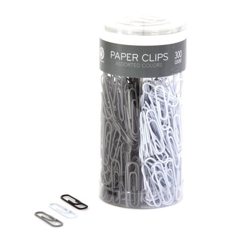 U Brands Paper Clips, Medium 1-1/8-Inch, Black White and Gray Fashion Colors, 300-Count - Image 1