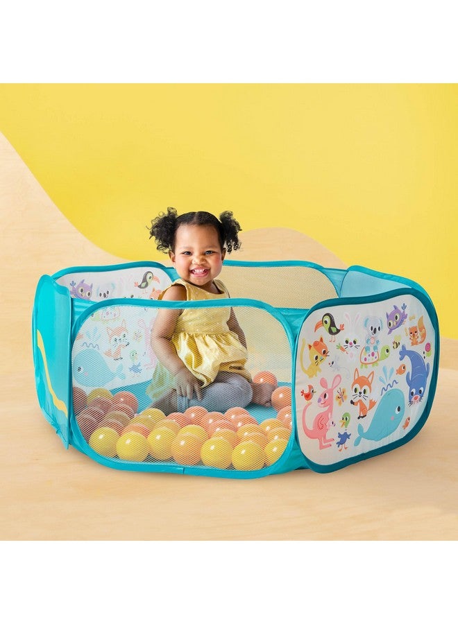 B. Toys لعبة ميني بلاي سبيس بول بيت في الهواء الطلق والداخل 42 كرة ملونة قابلة للطي ومحمولة مجموعة لعب نشطة للأطفال من عمر 1 سنة وما فوق - Image 2