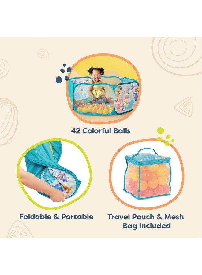 B. Toys لعبة ميني بلاي سبيس بول بيت في الهواء الطلق والداخل 42 كرة ملونة قابلة للطي ومحمولة مجموعة لعب نشطة للأطفال من عمر 1 سنة وما فوق - Image 5