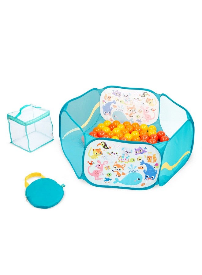 B. Toys لعبة ميني بلاي سبيس بول بيت في الهواء الطلق والداخل 42 كرة ملونة قابلة للطي ومحمولة مجموعة لعب نشطة للأطفال من عمر 1 سنة وما فوق - Image 1