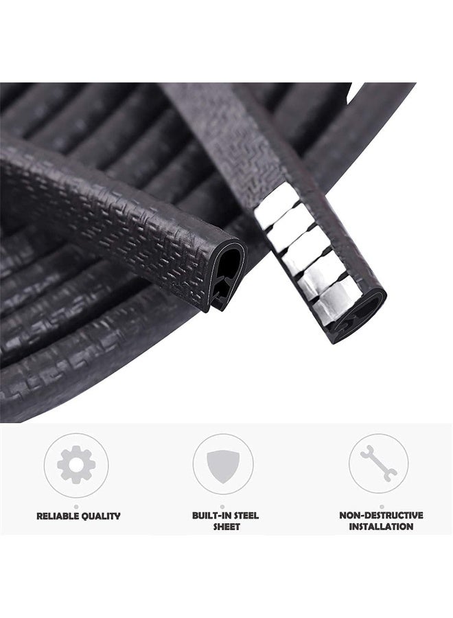 33Ft (10M) حراس حافة باب السيارة الطويلة ، U Shape Trim مطاط ختم حماية مقاطع مضادة للاصطدام مناسبة لمعظم السيارات الأسود - Image 5