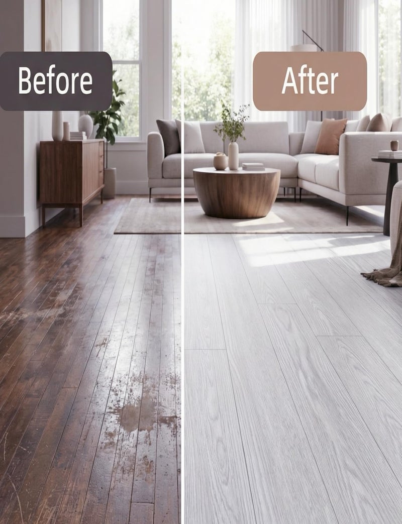 FOGZUVR 2 Rolls 15.7''x10FT Peel and Stick Vinyl Flooring Roll FOGZUVR: 25.73 Sq.ft Self-Adhesive Wood Grain Peel and Stick Floor Tiles Waterproof for Living Room, Bedroom, Bathroom & Kitchen(Paleish Greyâ€Œ) - Image 2
