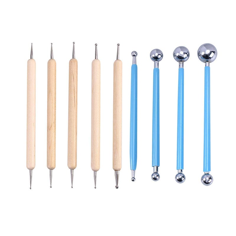 eS³kube eSkube Nail Art Tool Set Ball and Wooden Dotting Embossing Stylus for Nail Art Set of 9 Pieces - Image 1