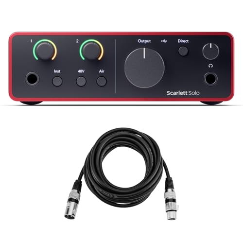 Focusrite Scarlett Solo 4th Gen USB Audio Interface with XLR 10 Foot Mic Cable - Image 1