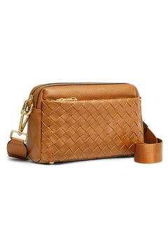Kattee Woven Bag For Women Small Soft Genuine Leather Shoulder Purses And Handbags Crossbody Brown  - Image 1