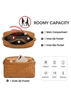 Kattee Woven Bag For Women Small Soft Genuine Leather Shoulder Purses And Handbags Crossbody Brown  - Image 4