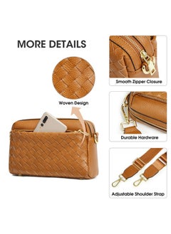 Kattee Woven Bag For Women Small Soft Genuine Leather Shoulder Purses And Handbags Crossbody Brown  - Image 5
