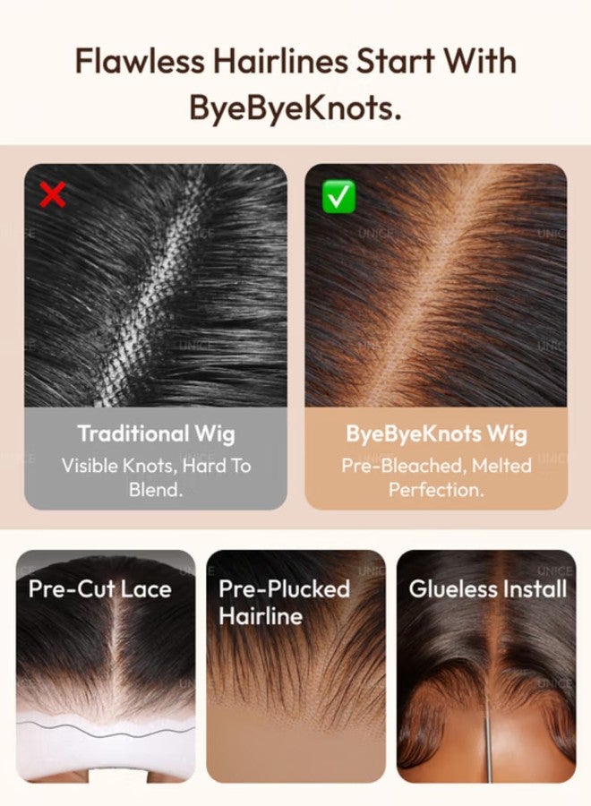 UNICE 7x5 Lace Closure Human Hair Wig Short Layered Bob with Side Swept Bangs Glueless Wig Pre Plucked Pre Cut Bleached Knots Bye Bye Knots Ready to Wear Wig for Women 12inch - Image 5