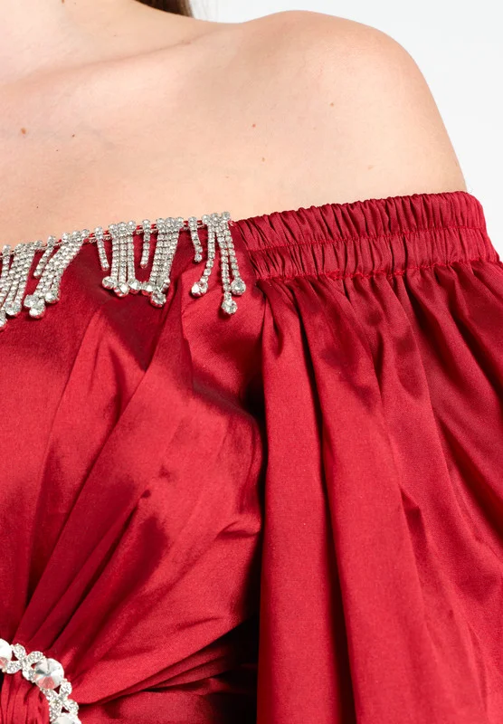 Amri Off-Shoulder Red Dress