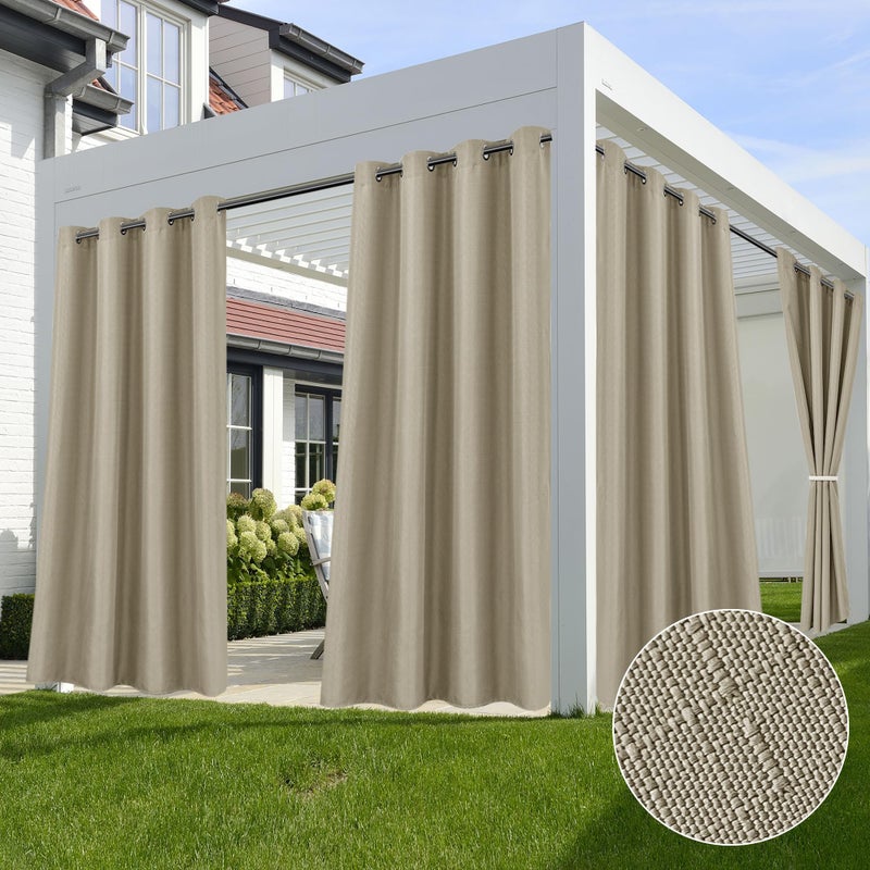 HolidayIdeas Outdoor Curtains for Patio Waterproof4 Panels Linen Gazebo Curtains 54x84IndoorOutside Privacy Taupe Curtains Weatherproof Weighted for Pergola PorchBackyardLiving RoomSunroom