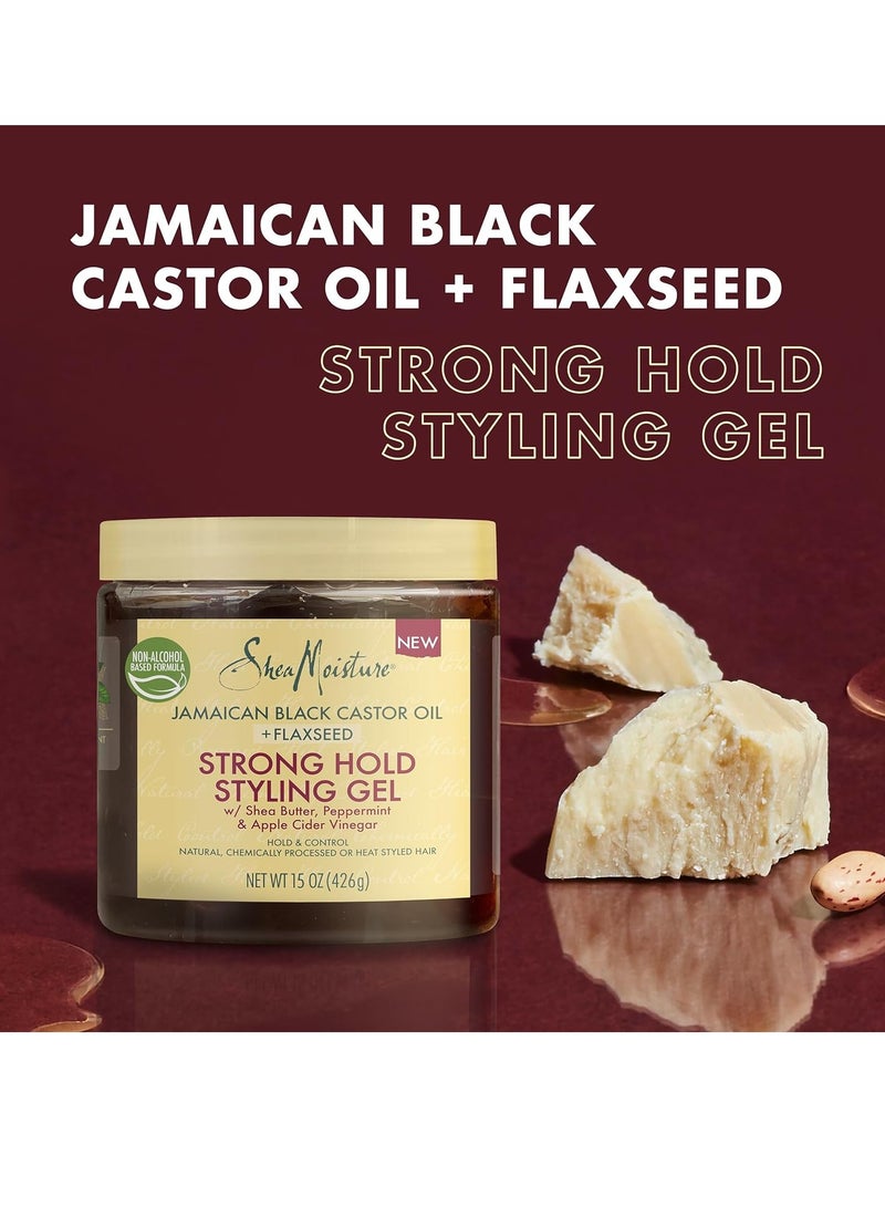 SheaMoisture Styling Strong Hold Styling Gel for Natural, Chemically Processed or Heat Styled Hair Jamaican Black Castor Oil and Flaxseed Paraben-Free Anti-Frizz Hair Gel 15 oz - Image 2