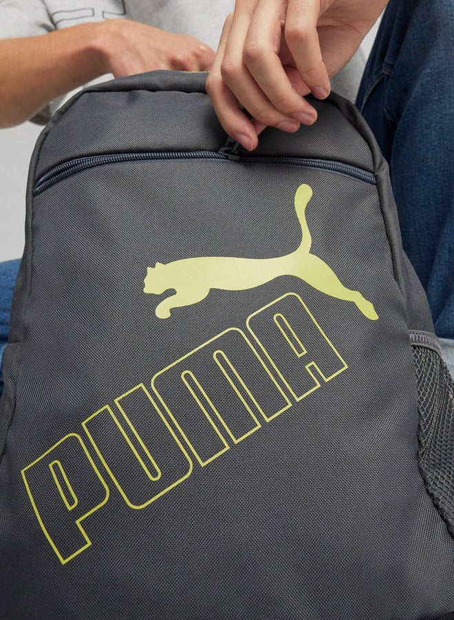 PUMA Logo Print School Backpack with Adjustable Shoulder Straps and Zip Closure  - Image 5