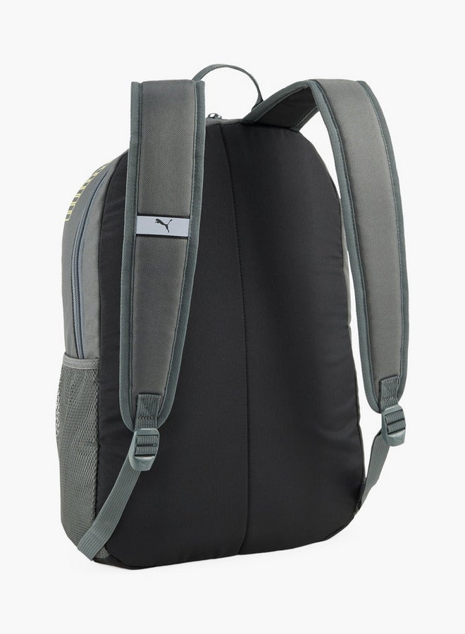 PUMA Logo Print School Backpack with Adjustable Shoulder Straps and Zip Closure  - Image 3