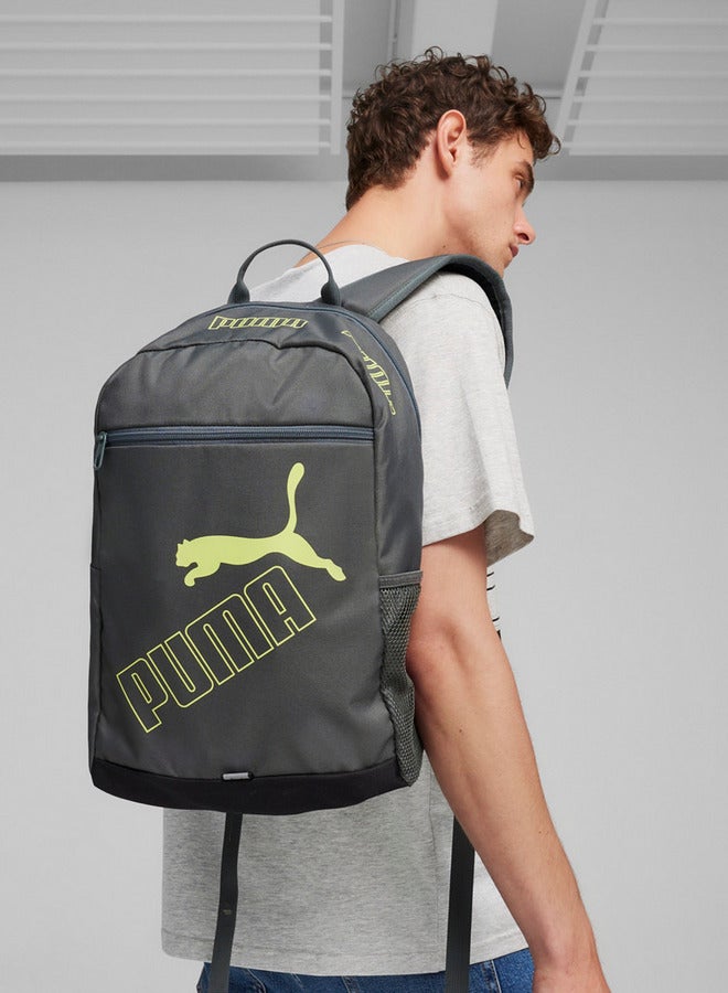 PUMA Logo Print School Backpack with Adjustable Shoulder Straps and Zip Closure  - Image 2