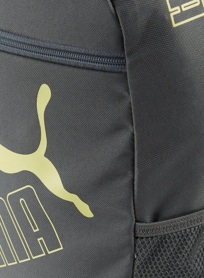 PUMA Logo Print School Backpack with Adjustable Shoulder Straps and Zip Closure  - Image 4