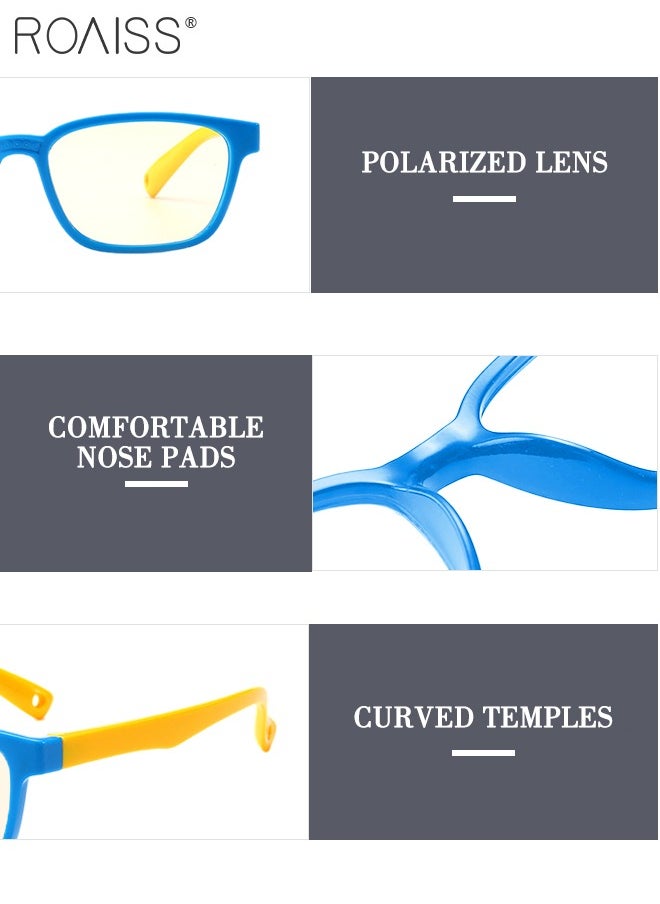 roaiss - Kids Blue Light Blocking Glasses, Anti Eyestrain Computer Glasses, Gaming Eyewear UV400 Protection with Light Weight TPEE Frame for Boys Girls and Children Age 3-12, Blue Yellow - Image 1
