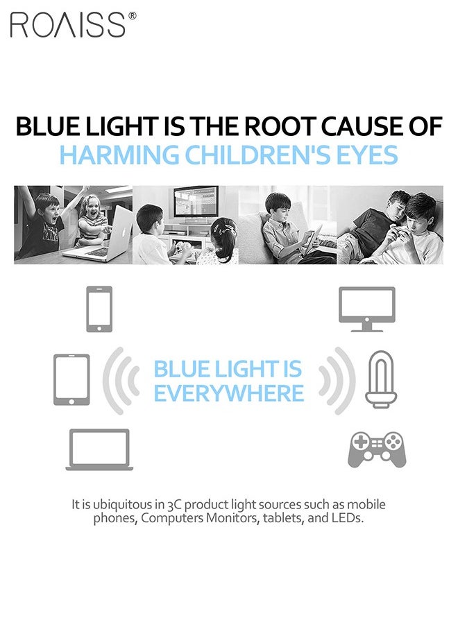 roaiss - Kids Blue Light Blocking Glasses, Anti Eyestrain Computer Glasses, Gaming Eyewear UV400 Protection with Light Weight TPEE Frame for Boys Girls and Children Age 3-12, Blue Yellow - Image 1