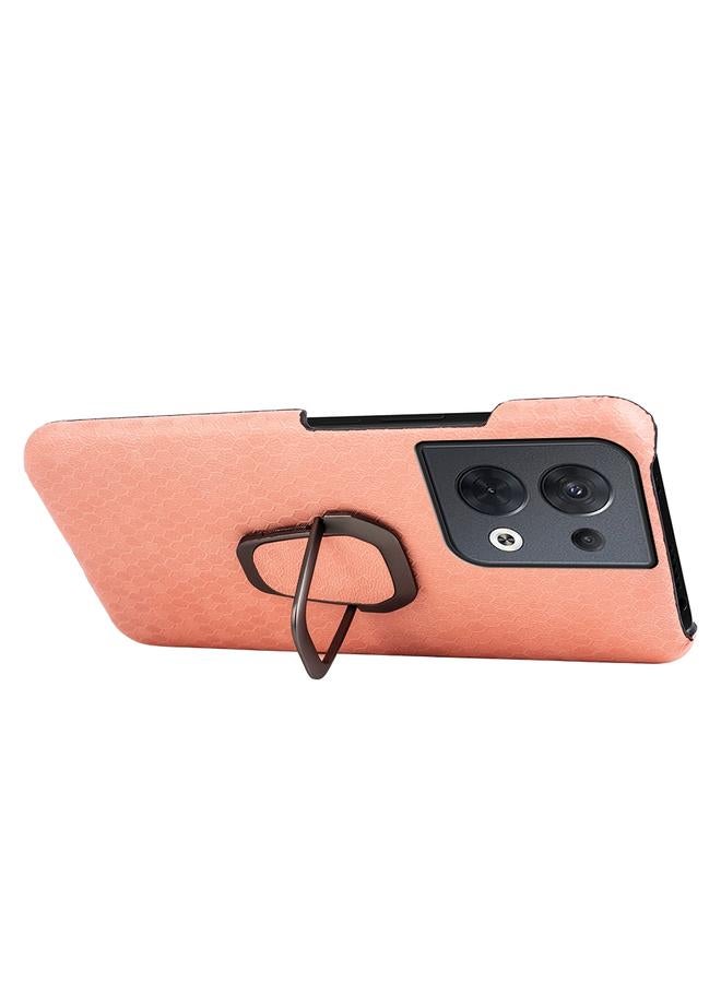 S-TOP Case For OPPO Reno 8 5G Ring Holder Honeycomb PU Phone Case - Image 3