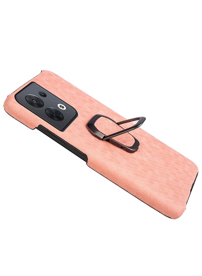 S-TOP Case For OPPO Reno 8 5G Ring Holder Honeycomb PU Phone Case - Image 5