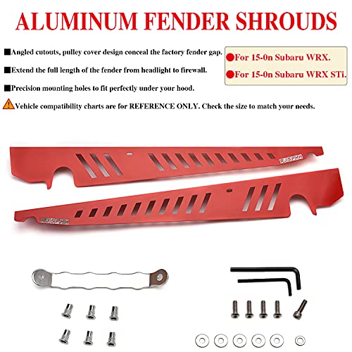 RJSPHH for Subaru 2015-2020 WRX & STi Red Aluminum Fender Shrouds - Image 2
