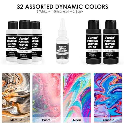 Funto Acrylic Pouring Paint Set, 36 Bottles, with Silicone Oil, High Flow, Pre-Mixed, Art Supplies for Pouring on Canvas, Glass, Wood, Tile, Rocks - Image 3