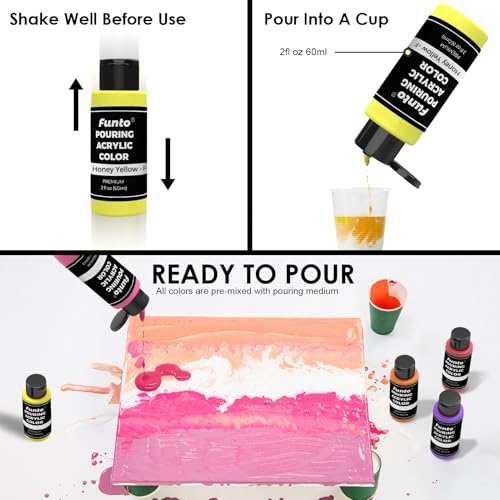 Funto Acrylic Pouring Paint Set, 36 Bottles, with Silicone Oil, High Flow, Pre-Mixed, Art Supplies for Pouring on Canvas, Glass, Wood, Tile, Rocks - Image 4