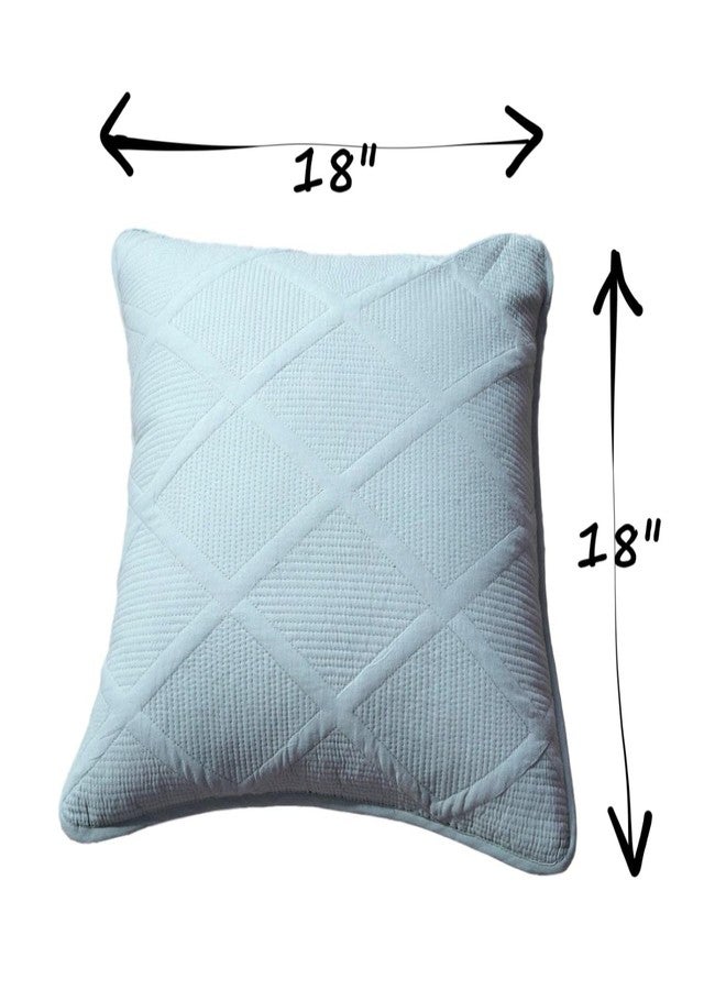 تاش هوم فاشون طقم أغطية وسائد من قطعتين من القطن الناعم بلون أزرق مخضر فاتح هادئ، بنمط هندسي ماسي، مقاس 18 × 18 بوصة. - Image 2