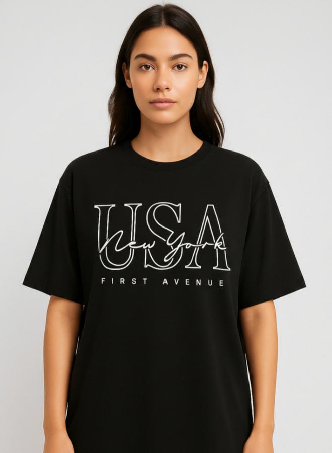 PAUSE Women Black Graphic Print T-Shirt - Image 1