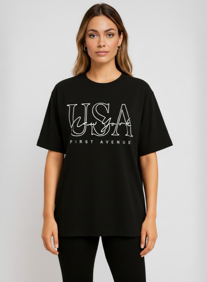 PAUSE Women Black Graphic Print T-Shirt - Image 4