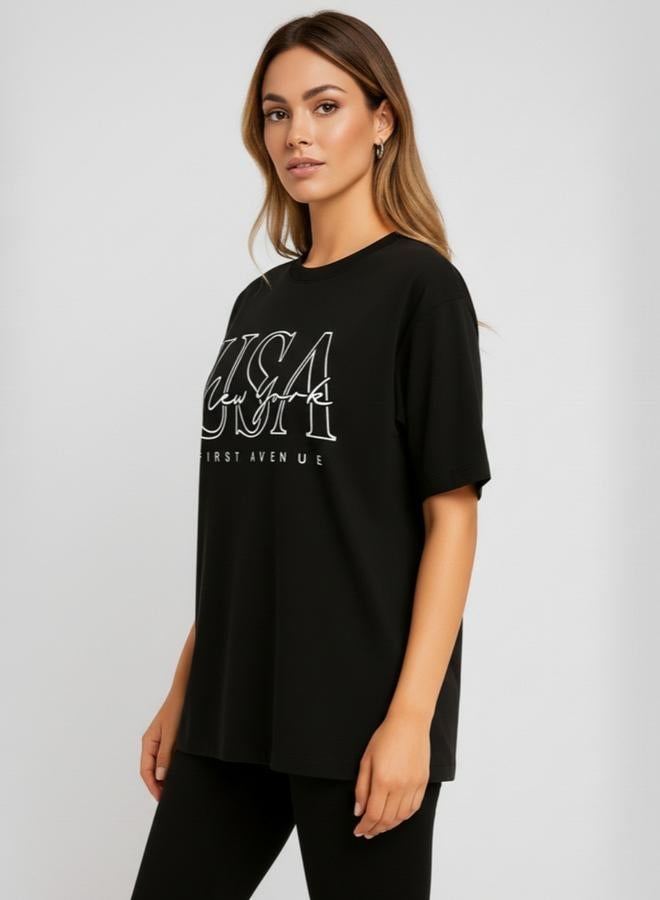 PAUSE Women Black Graphic Print T-Shirt - Image 5