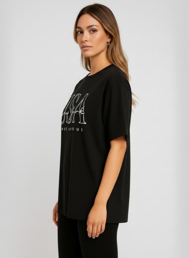 PAUSE Women Black Graphic Print T-Shirt - Image 3