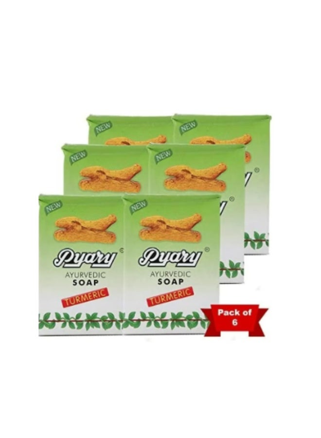 Pyary Ayurvedic Turmeric Soap with Turmeric, 6 pieces
