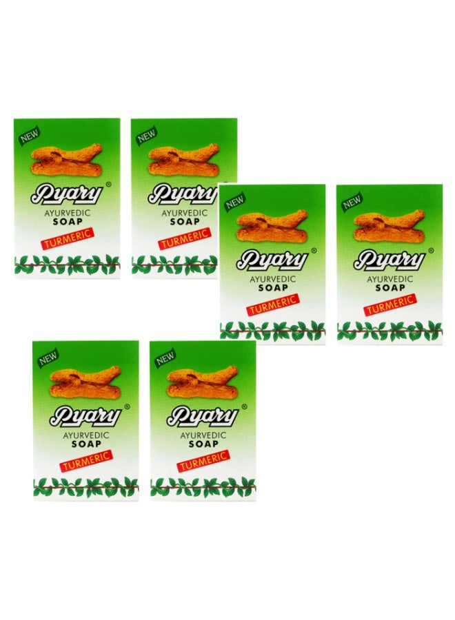 Pyary Ayurvedic Turmeric Soap with Turmeric, 6 pieces - Image 2