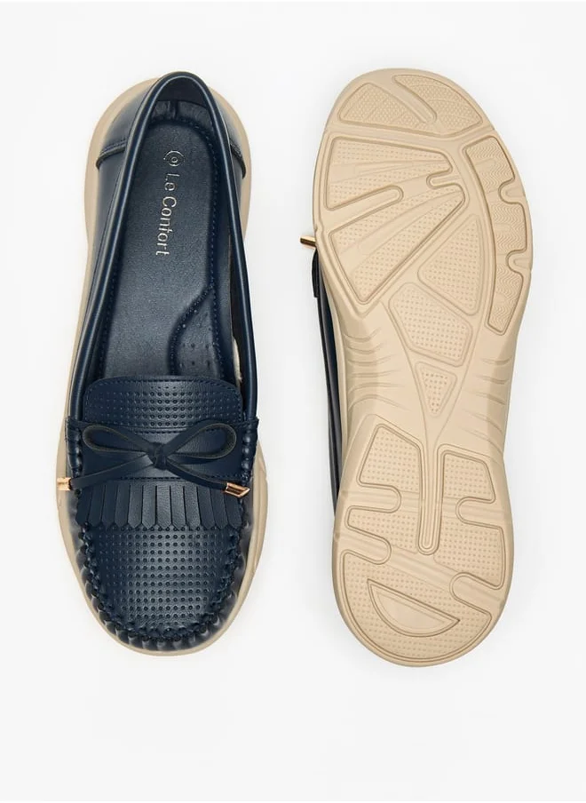 Le Confort Womens Perforated Loafers With Bow Detail