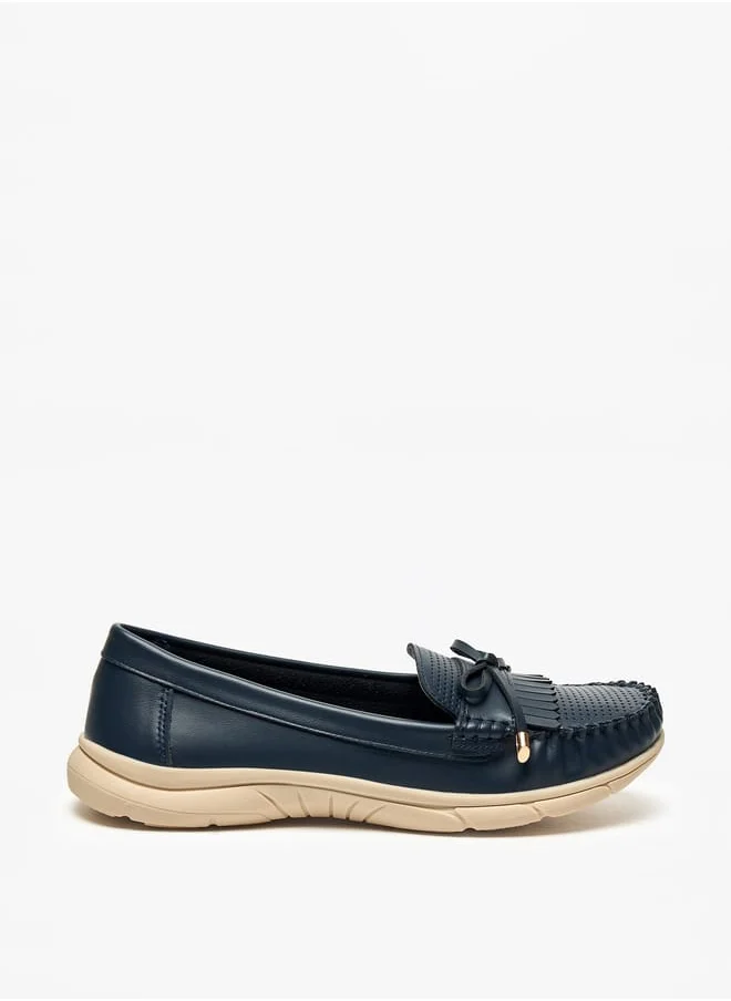 Le Confort Womens Perforated Loafers With Bow Detail